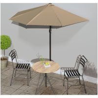 Balkongparasoll med aluminiumstolpe taupe 270x144 cm halvrunt vidaXL