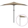 Balkongparasoll med aluminiumstolpe taupe 300x155 cm halvrunt vidaXL – miniatyr 2