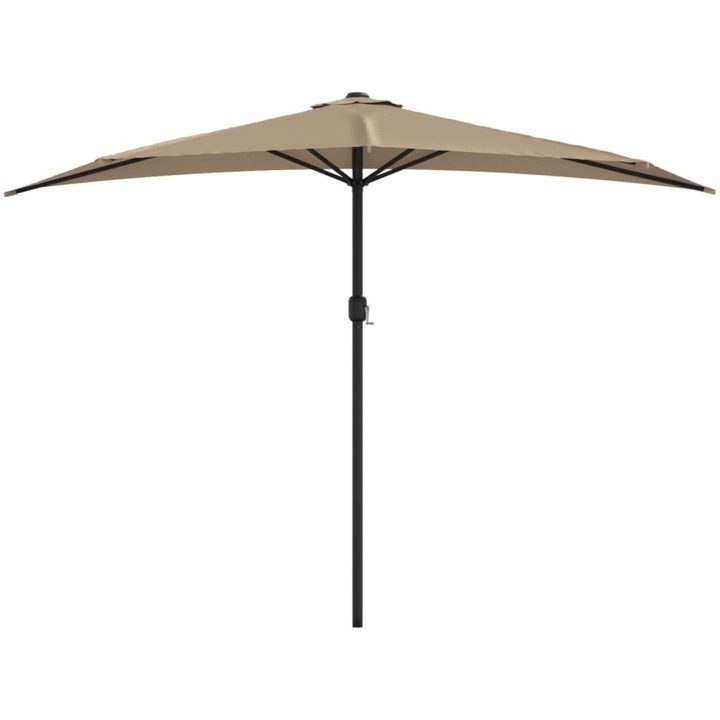 Balkongparasoll med aluminiumstolpe taupe 300x155 cm halvrunt vidaXL – bild 3