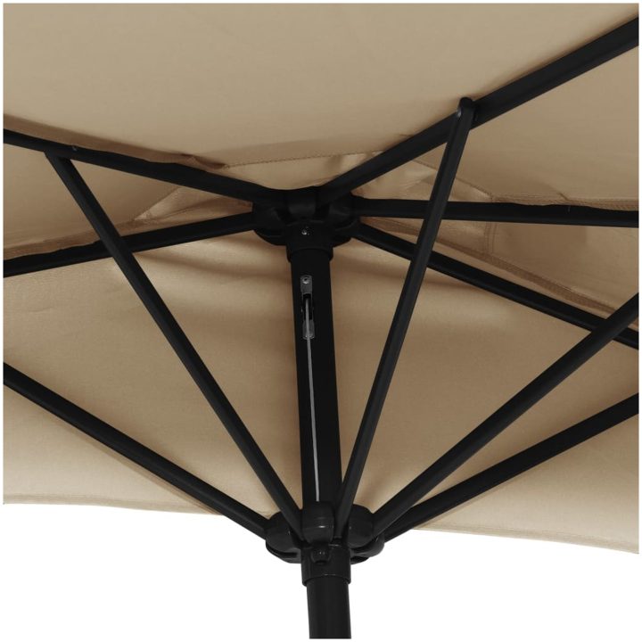 Balkongparasoll med aluminiumstolpe taupe 300x155 cm halvrunt vidaXL – bild 6