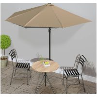 Balkongparasoll med aluminiumstolpe taupe 300x155 cm halvrunt vidaXL