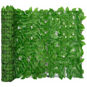 Balkongskärm gröna blad vidaXL