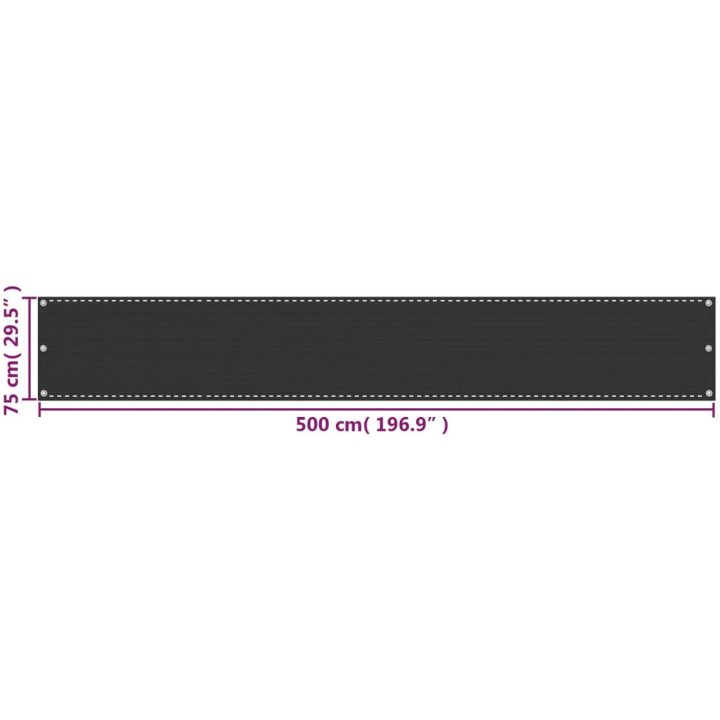 Balkongskärm HDPE antracit vidaXL 75 x 500 cm – bild 5