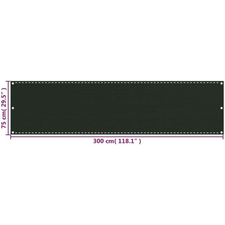 Balkongskärm mörkgrön HDPE vidaXL 75 x 300 cm – bild 5