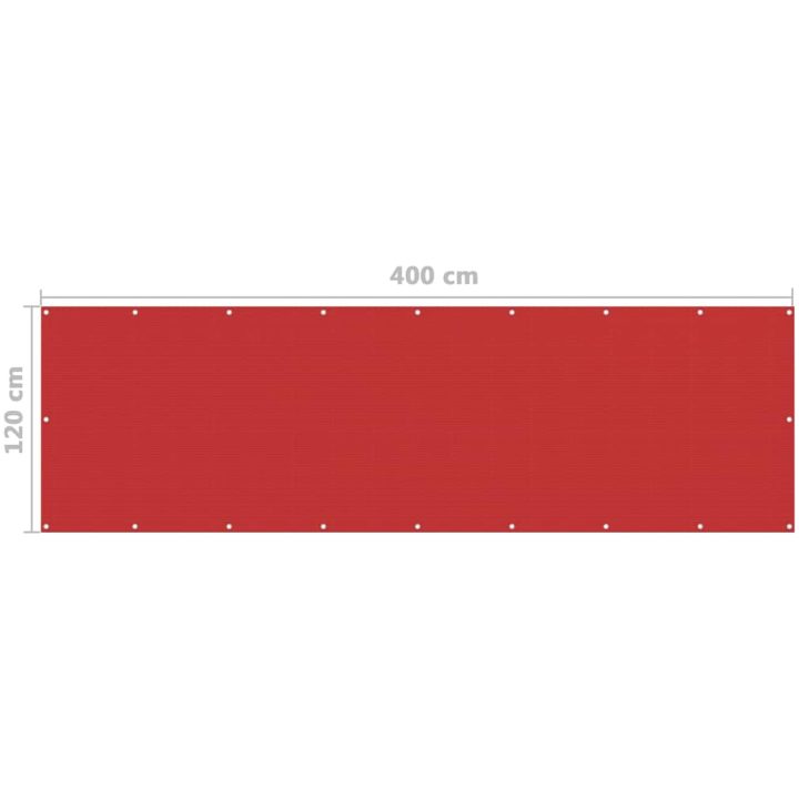 Balkongskärm röd HDPE vidaXL 120 x 400 cm – bild 5