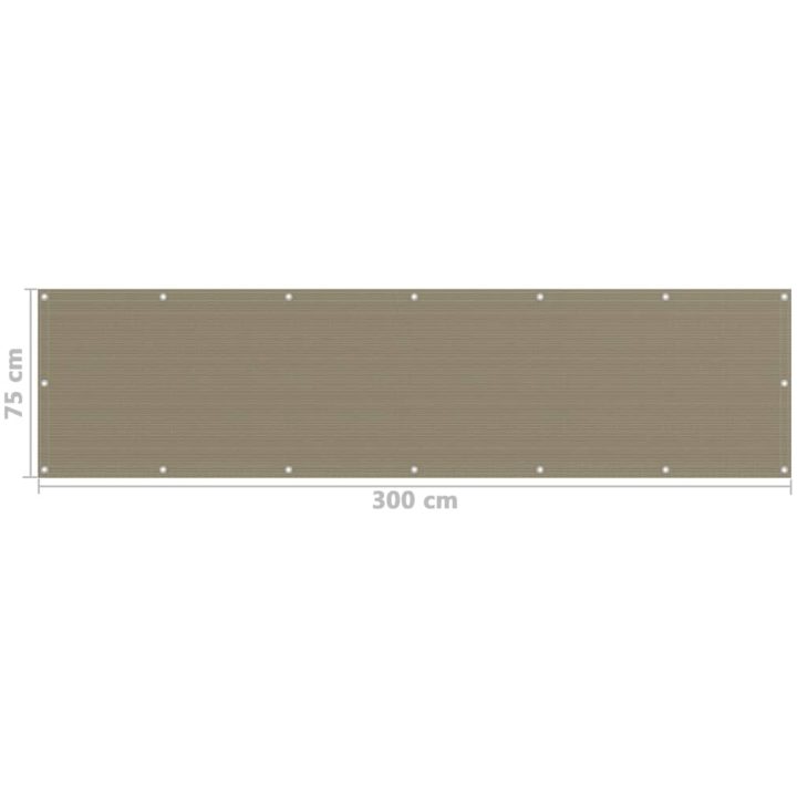 Balkongskärm taupe HDPE vidaXL 75 x 300 cm – bild 5