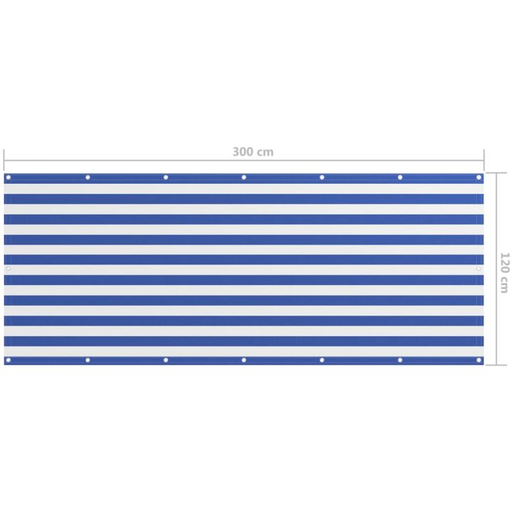 Balkongskärm vit och blå oxfordtyg vidaXL 120 x 300 cm – bild 5