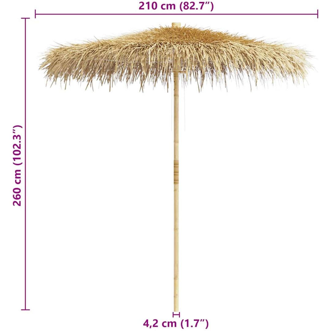 Bambuparasoll med bananbladstak vidaXL 210 cm – bild 12