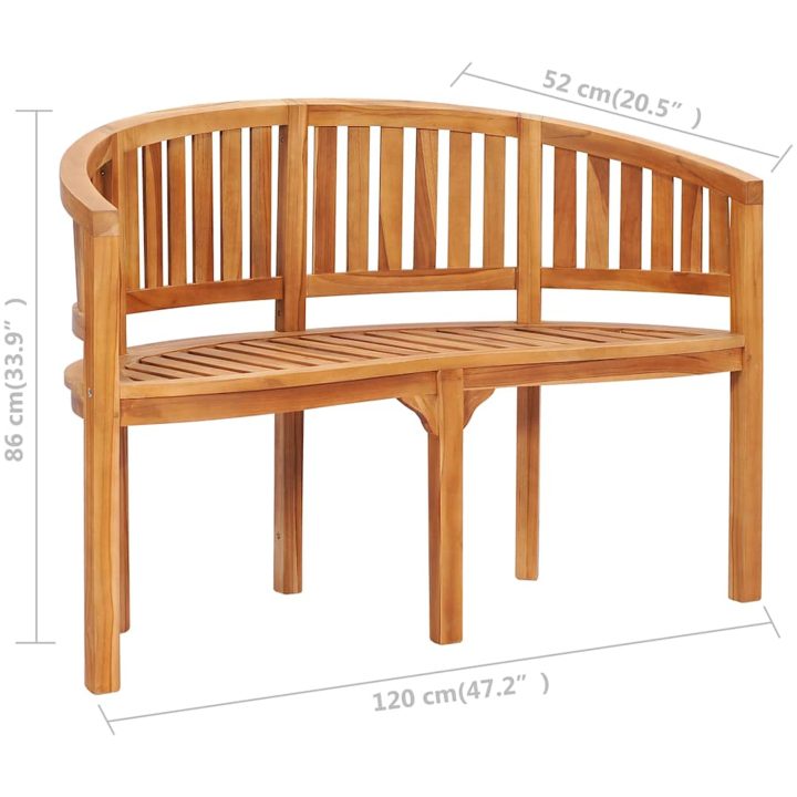 Bananbänk massiv teak vidaXL 120 cm – bild 9