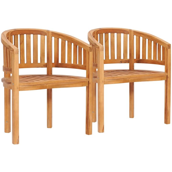 Bananstolar 2 st massiv teak vidaXL – bild 2