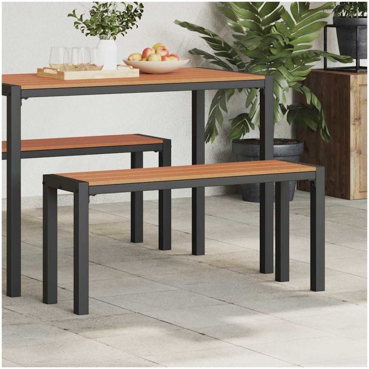 Bänk för trädgården 100 cm i stål och WPC, brun och svart vidaXL Standard – bild 3