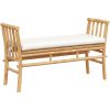 Bänk för trädgården med dyna 11 av bambu vidaXL Medium – miniatyr 2