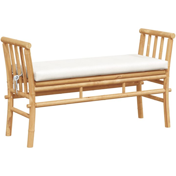 Bänk för trädgården med dyna 11 av bambu vidaXL Medium – bild 2