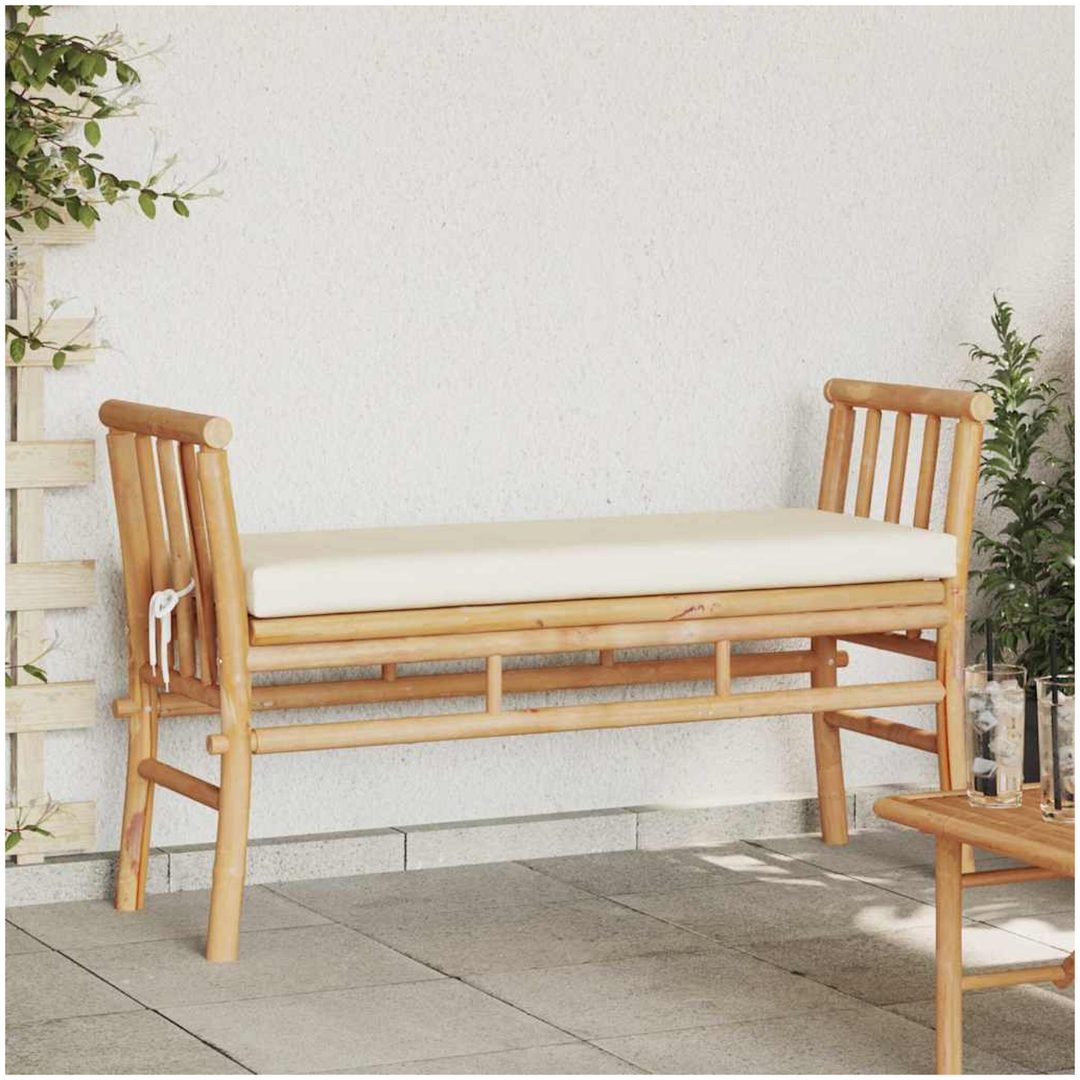 Bänk för trädgården med dyna 11 av bambu vidaXL Medium