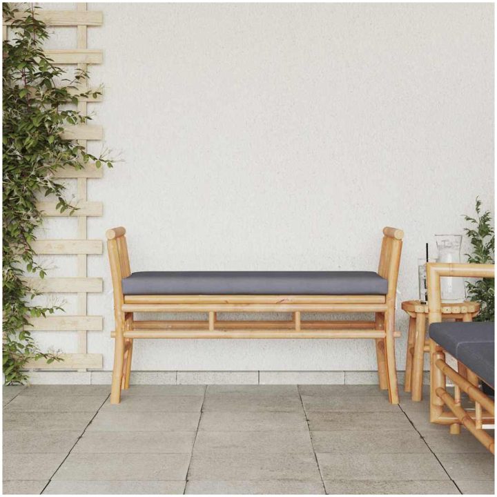Bänk för trädgården med kudde 11 i bambufiber vidaXL Medium – bild 3