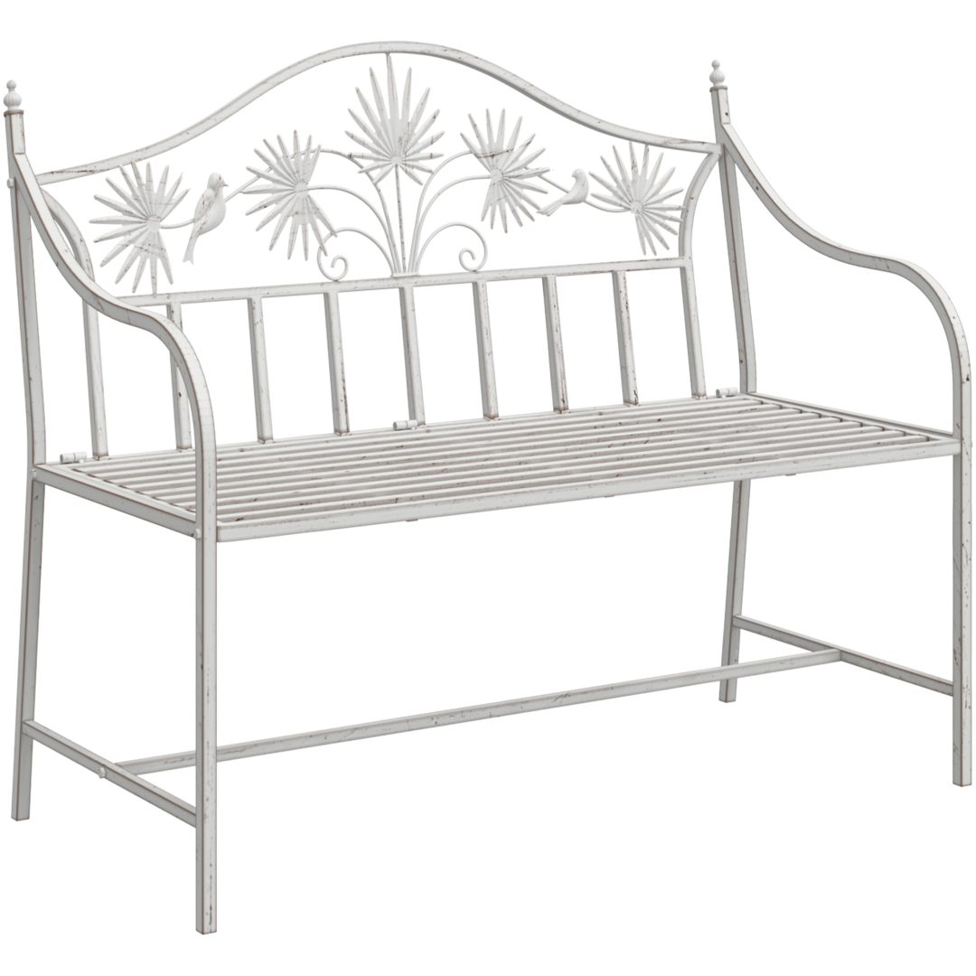 Bänk Vit Metall Byggd för att Hålla vidaXL 104 x 52,5 x 89 cm – bild 2