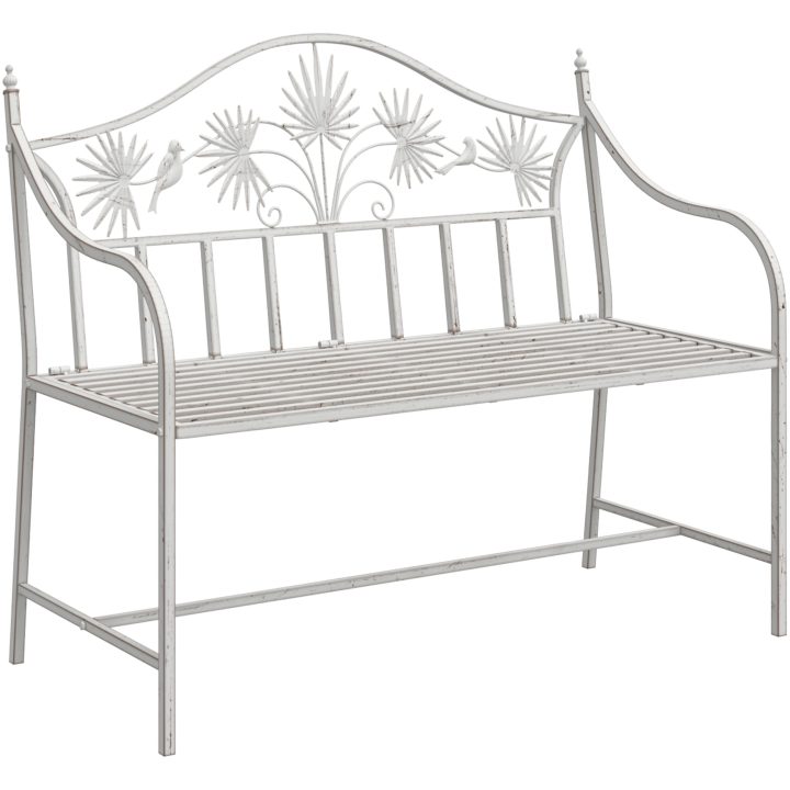 Bänk Vit Metall Byggd för att Hålla vidaXL 104 x 52,5 x 89 cm – bild 2