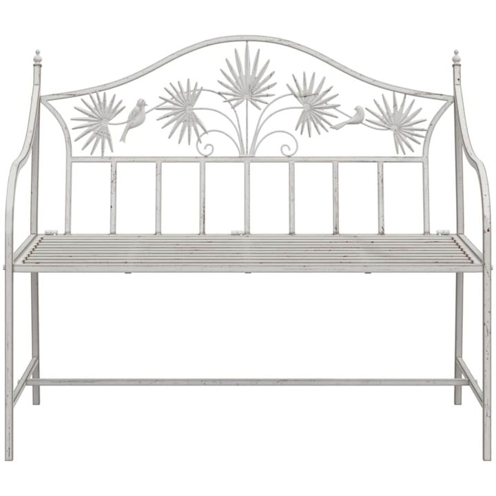 Bänk Vit Metall Byggd för att Hålla vidaXL 104 x 52,5 x 89 cm – bild 4