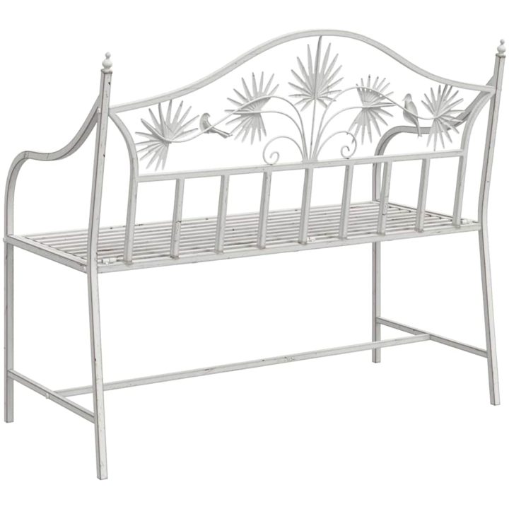 Bänk Vit Metall Byggd för att Hålla vidaXL 104 x 52,5 x 89 cm – bild 6