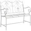 Bänk Vit Metall Hållbar Utomhusbänk vidaXL 104 x 54 x 93 cm – miniatyr 2