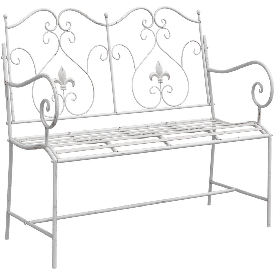 Bänk Vit Metall Hållbar Utomhusbänk vidaXL 104 x 54 x 93 cm – bild 2