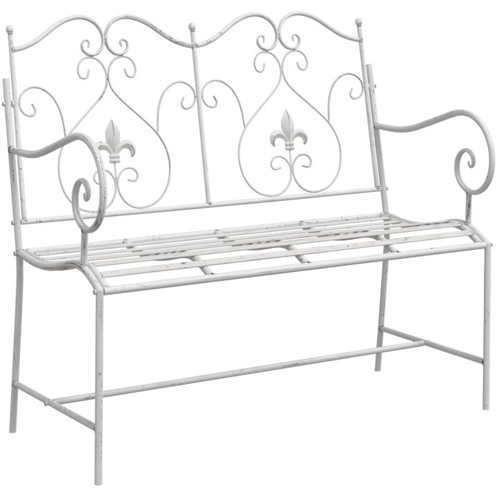 Bänk Vit Metall Hållbar Utomhusbänk vidaXL 104 x 54 x 93 cm – bild 2