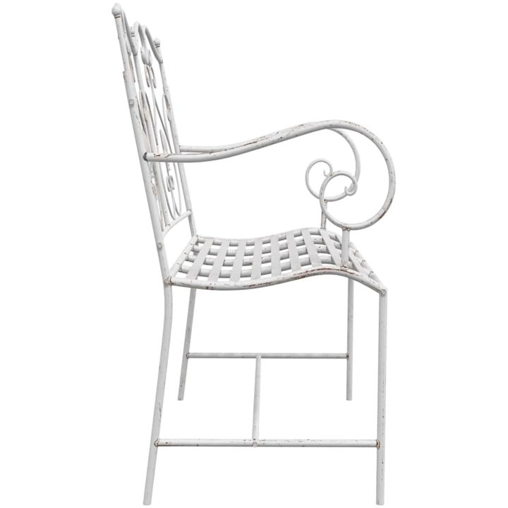 Bänk Vit Metall Hållbar Utomhusbänk vidaXL 104 x 54 x 93 cm – bild 5