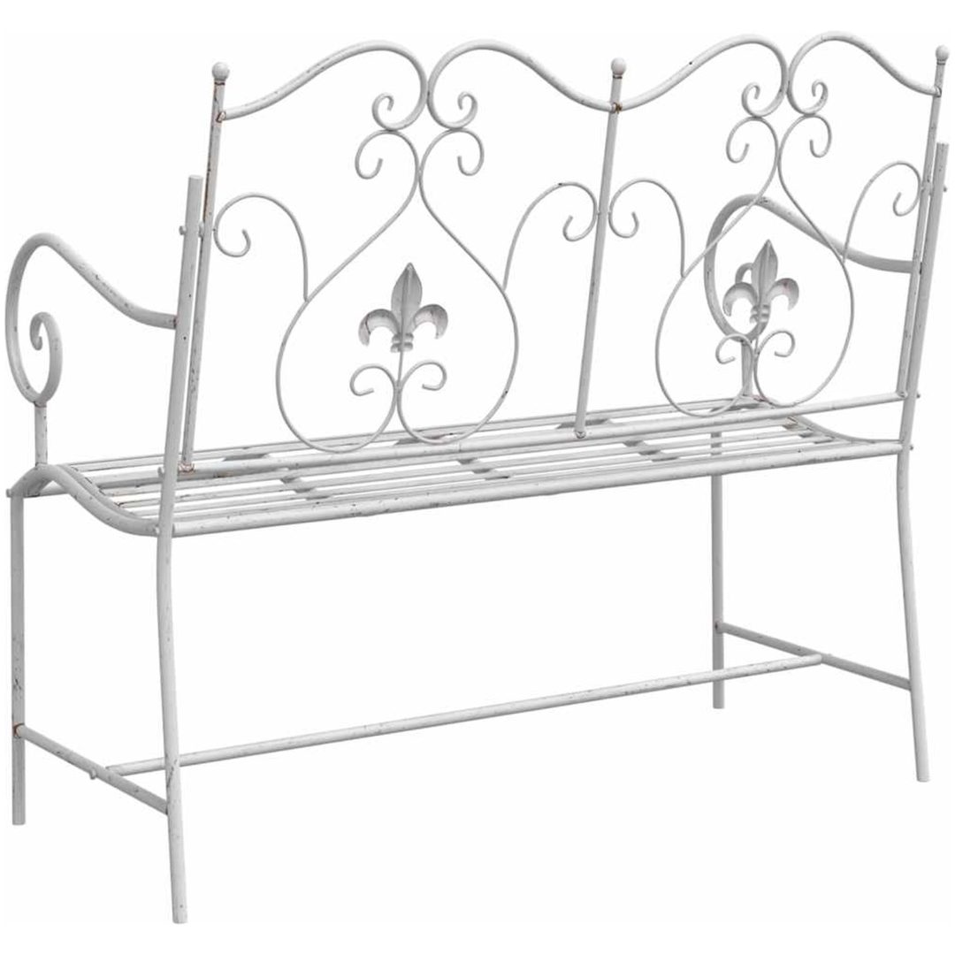 Bänk Vit Metall Hållbar Utomhusbänk vidaXL 104 x 54 x 93 cm – bild 6