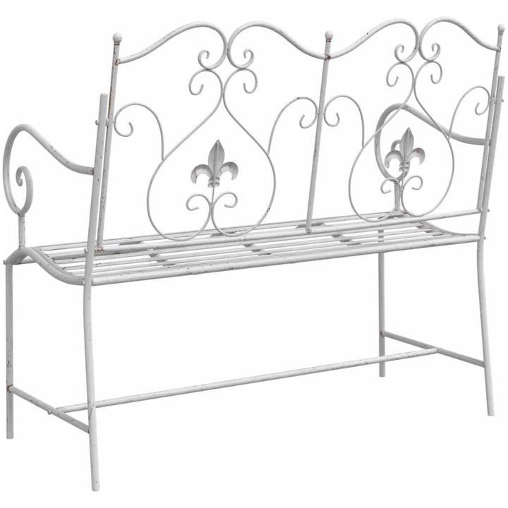 Bänk Vit Metall Hållbar Utomhusbänk vidaXL 104 x 54 x 93 cm – bild 6