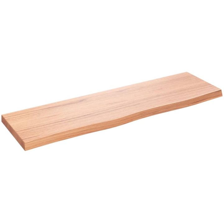 Bänkskiva badrum ljusbrun 100x30x(2-4) cm behandlat massivt trä vidaXL 100 x 30 x 4 cm – bild 2