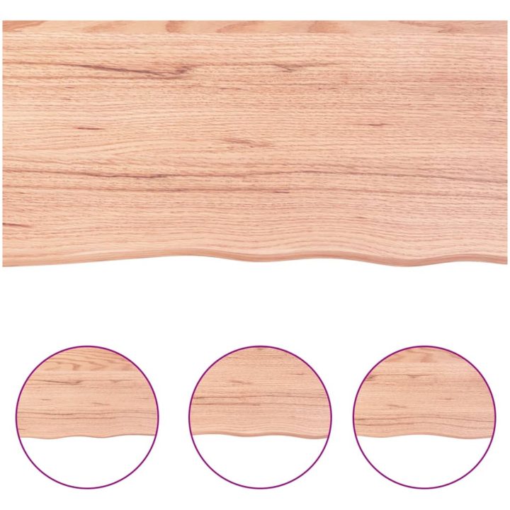 Bänkskiva badrum ljusbrun 100x30x(2-4) cm behandlat massivt trä vidaXL 100 x 30 x 4 cm – bild 5