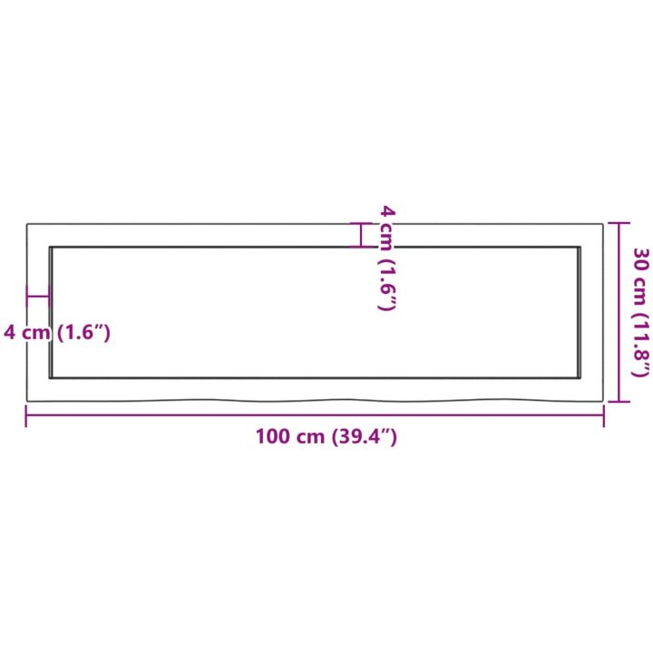 Bänkskiva badrum ljusbrun 100x30x(2-4) cm behandlat massivt trä vidaXL 100 x 30 x 4 cm – bild 9
