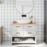 Bänkskiva badrum ljusbrun 100x30x(2-4) cm behandlat massivt trä vidaXL
