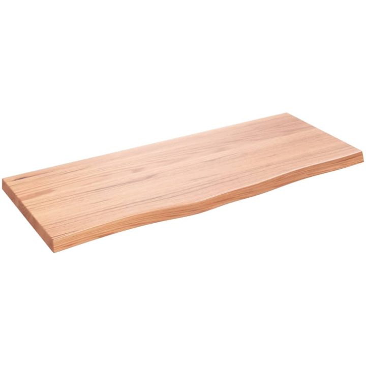 Bänkskiva badrum ljusbrun 100x40x(2-4) cm behandlat massivt trä vidaXL 100 x 40 x 4 cm – bild 2