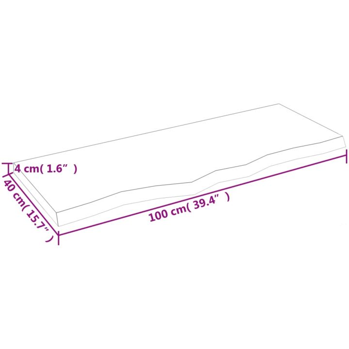 Bänkskiva badrum ljusbrun 100x40x(2-4) cm behandlat massivt trä vidaXL 100 x 40 x 4 cm – bild 8