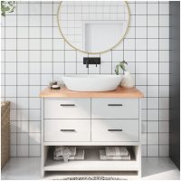Bänkskiva badrum ljusbrun 100x40x(2-4) cm behandlat massivt trä vidaXL