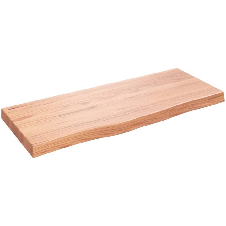Bänkskiva badrum ljusbrun 100x40x(2-6) cm behandlat massivt trä vidaXL 100 x 40 x 6 cm – bild 2