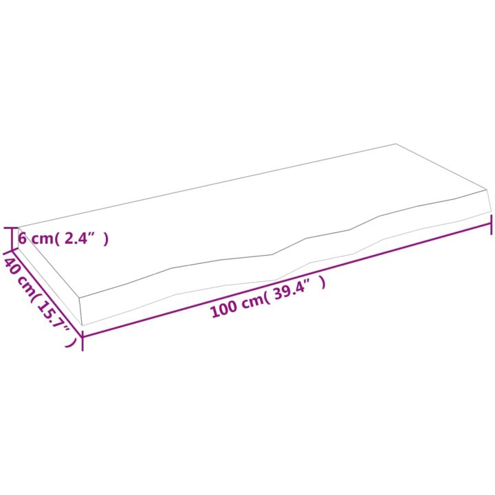 Bänkskiva badrum ljusbrun 100x40x(2-6) cm behandlat massivt trä vidaXL 100 x 40 x 6 cm – bild 8