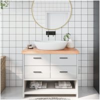 Bänkskiva badrum ljusbrun 100x40x(2-6) cm behandlat massivt trä vidaXL