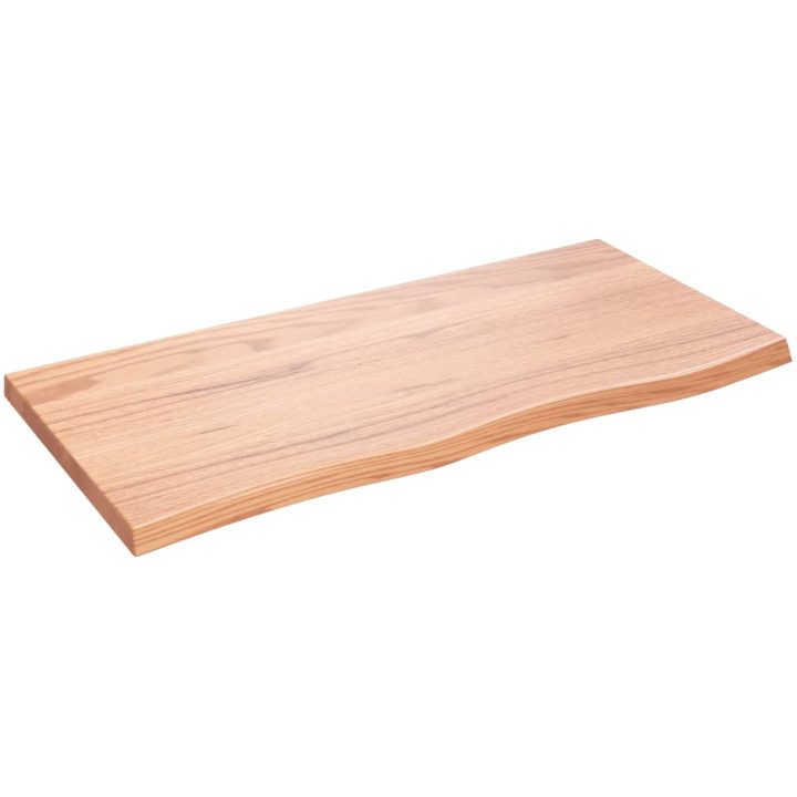 Bänkskiva badrum ljusbrun 100x50x(2-4) cm behandlat massivt trä vidaXL 100 x 50 x 4 cm – bild 2