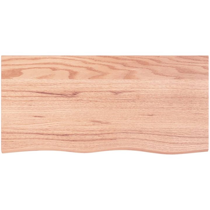 Bänkskiva badrum ljusbrun 100x50x(2-4) cm behandlat massivt trä vidaXL 100 x 50 x 4 cm – bild 3