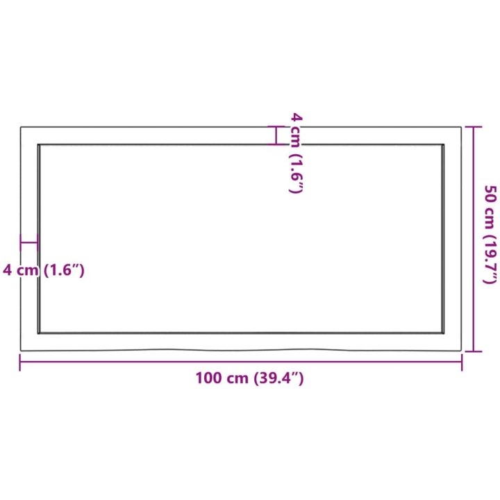 Bänkskiva badrum ljusbrun 100x50x(2-4) cm behandlat massivt trä vidaXL 100 x 50 x 4 cm – bild 9