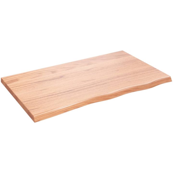 Bänkskiva badrum ljusbrun 100x60x(2-4) cm behandlat massivt trä vidaXL 100 x 60 x 4 cm – bild 2