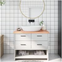 Bänkskiva badrum ljusbrun 100x60x(2-4) cm behandlat massivt trä vidaXL