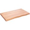Bänkskiva badrum ljusbrun 100x60x(2-6) cm behandlat massivt trä vidaXL 100 x 60 x 6 cm – miniatyr 2