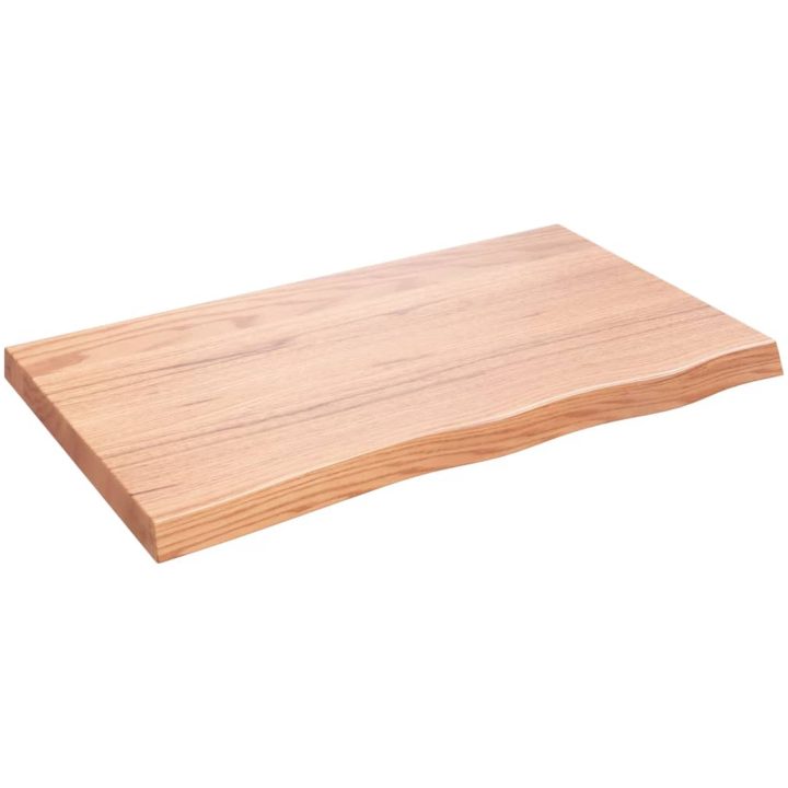 Bänkskiva badrum ljusbrun 100x60x(2-6) cm behandlat massivt trä vidaXL 100 x 60 x 6 cm – bild 2
