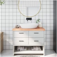 Bänkskiva badrum ljusbrun 100x60x(2-6) cm behandlat massivt trä vidaXL
