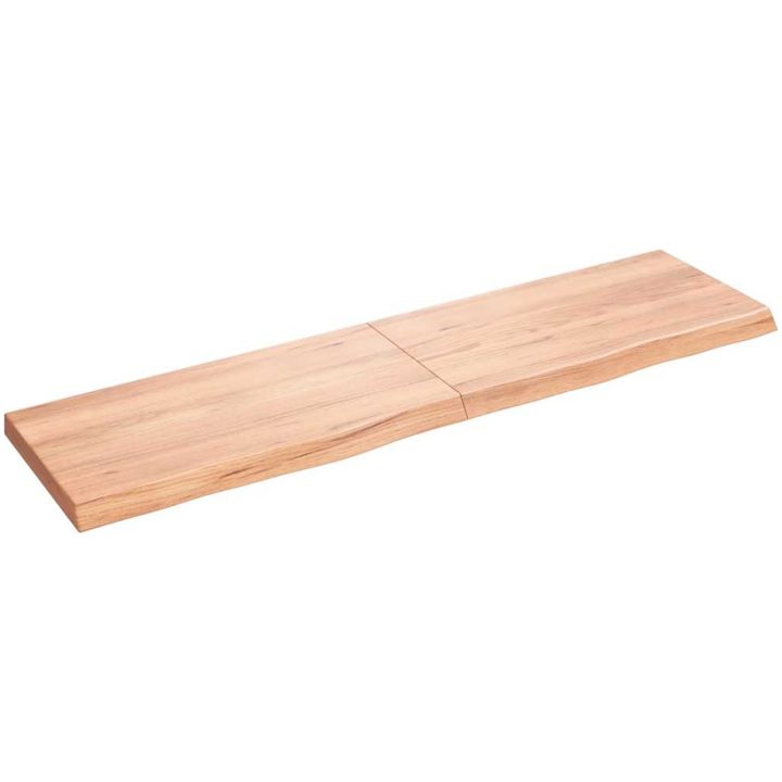 Bänkskiva badrum ljusbrun 120x30x(2-4) cm behandlat massivt trä vidaXL 120 x 30 x 4 cm – bild 2