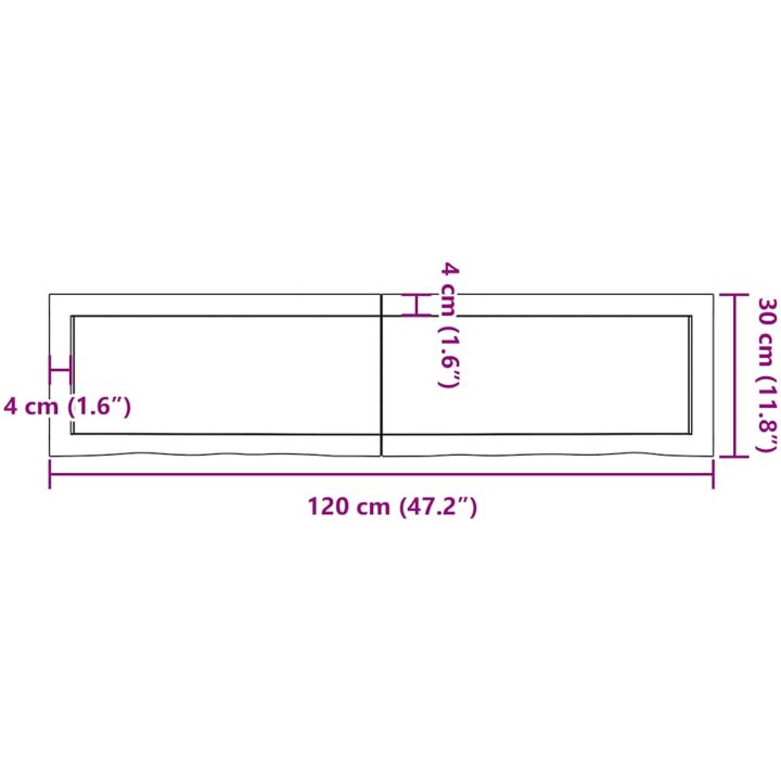 Bänkskiva badrum ljusbrun 120x30x(2-4) cm behandlat massivt trä vidaXL 120 x 30 x 4 cm – bild 11
