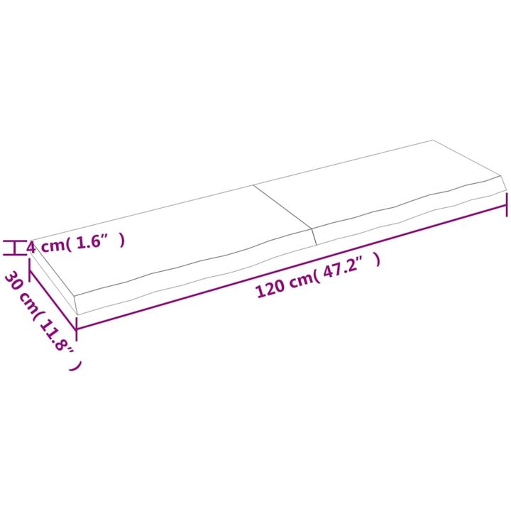 Bänkskiva badrum ljusbrun 120x30x(2-4) cm behandlat massivt trä vidaXL 120 x 30 x 4 cm – bild 10